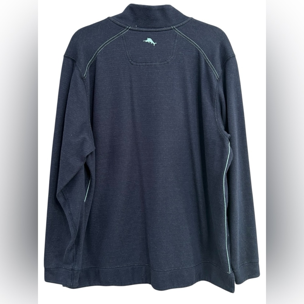 Tommy Bahama Mens Reversible Pullover 1/4 Zip Navy Blue Sweater Longsleeve Large - Picture 2 of 5